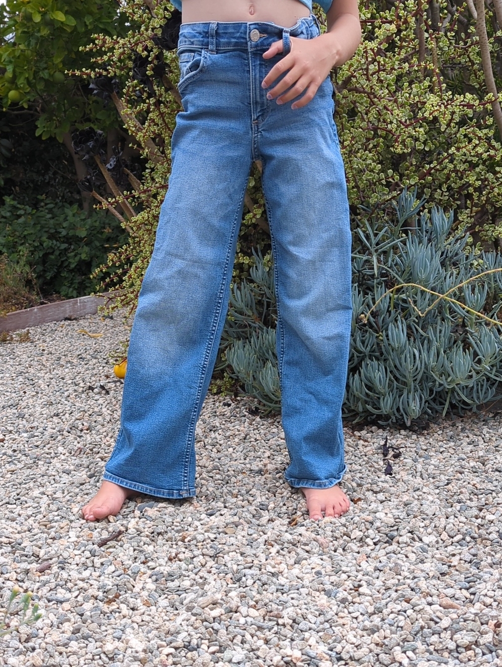 H&M Denim Wide Leg Jeans in Medium Blue
